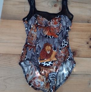Pacific Connections Swimwear Vintage Big Cat One Piece Swimsuit NEW Fits S-M
